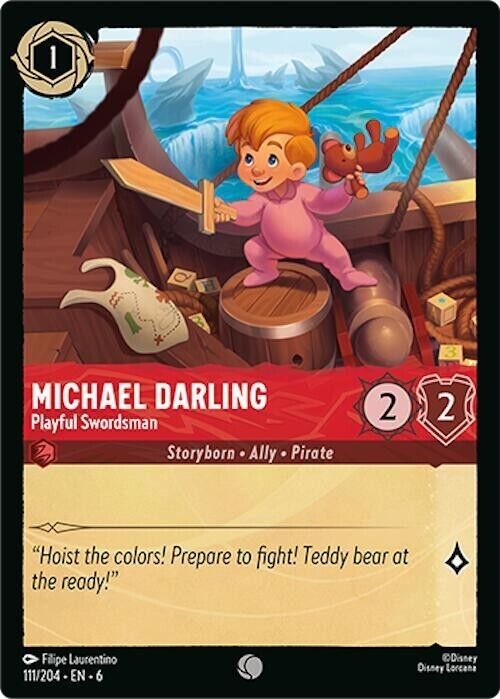Michael Darling Playful Swordsman Cold Foil Disney Lorcana 111/204 Azurite Sea